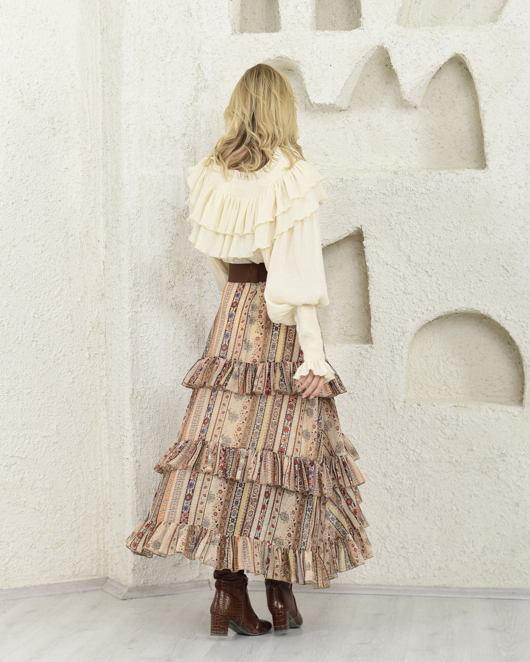 Carretto Print Ruffles Skirt