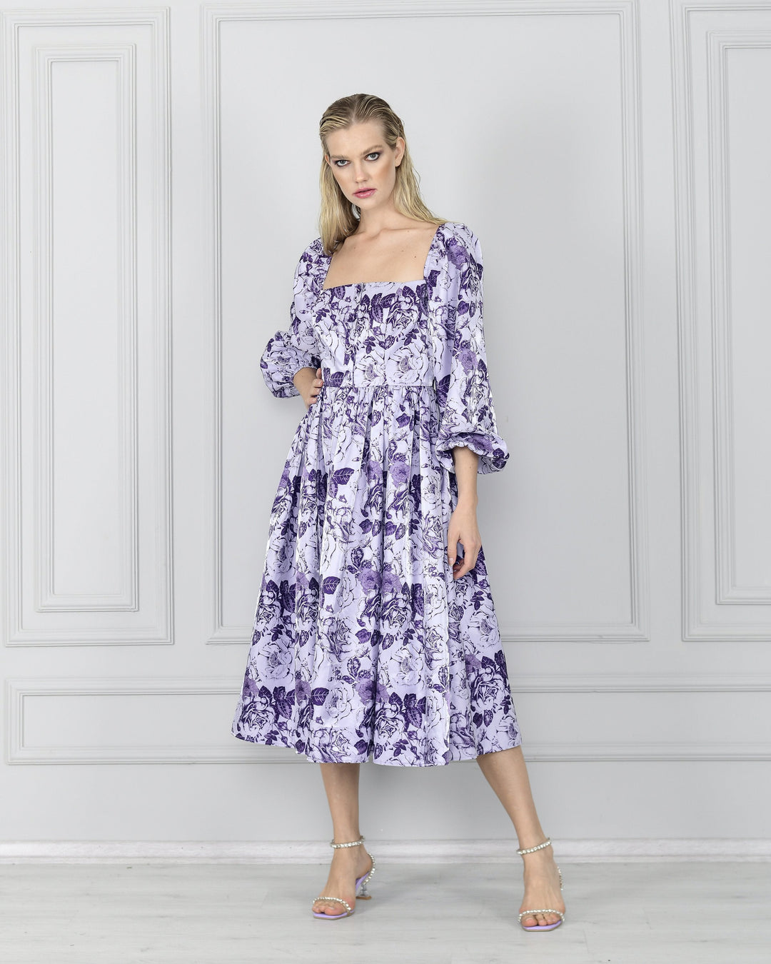 Puff Sleeve Sweetheart Floral Dress