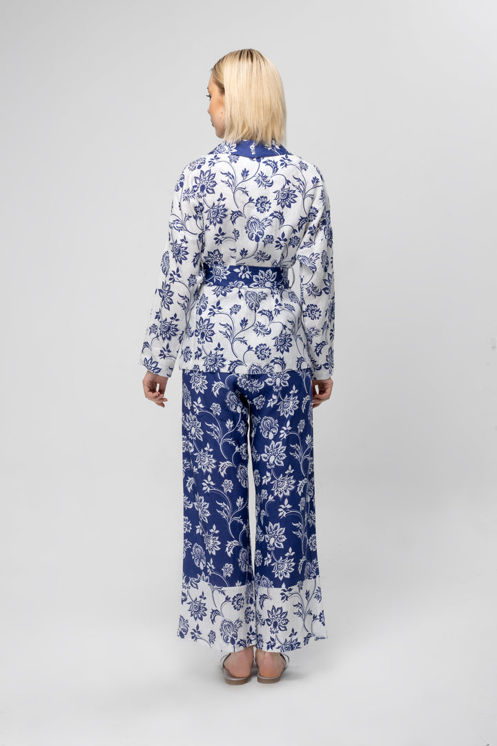 FLORALWIDE LEG LINEN PANTS